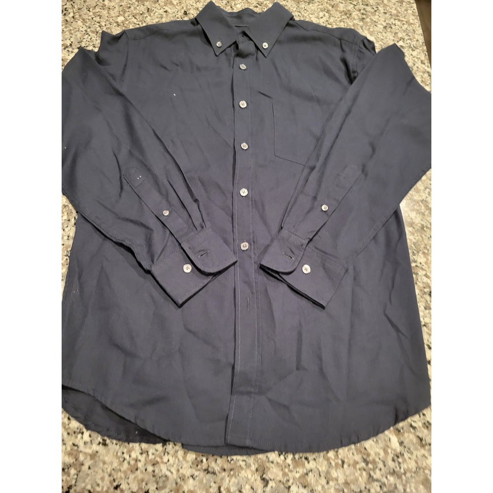 BASIC EDITIONS CLASSIC FIT Mens‎ Long Sleeve Button Down Dress Shirt Navy Size S
